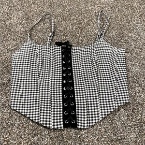Black and White Gingham Women's Top size small